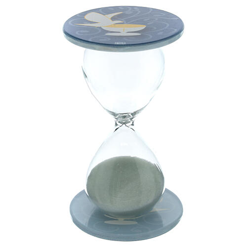 Hourglass baptism gift idea h 10 cm light blue diameter 6 cm 1