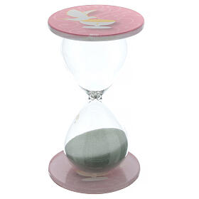 Baptism favour, pink hourglass, h 4 in, 2.5 in diameter