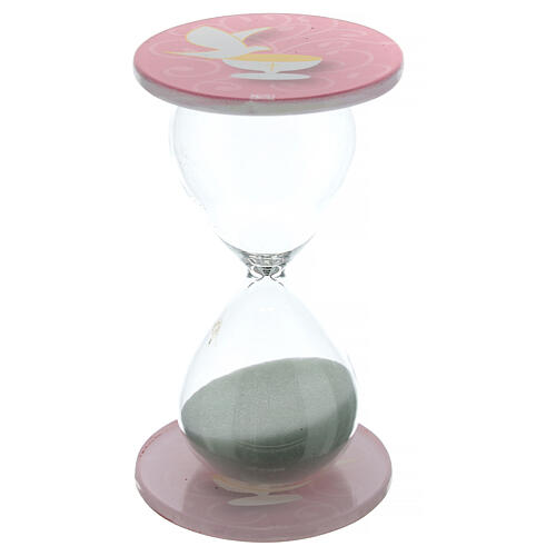 Baptism favour, pink hourglass, h 4 in, 2.5 in diameter 1