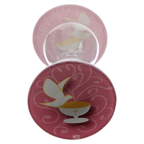 Baptism favour, pink hourglass, h 4 in, 2.5 in diameter 3