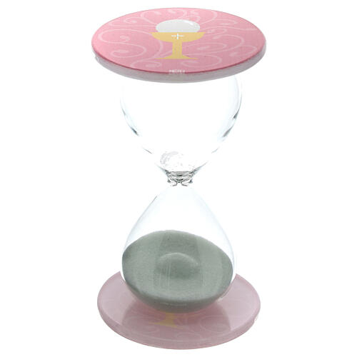 First Communion favour, pink hourglass, h 4 in, 2.5 in diameter 1