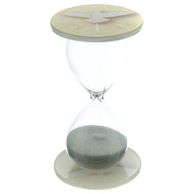 Confirmation favour, ivory-coloured hourglass, h 4 in, 2.5 in diameter