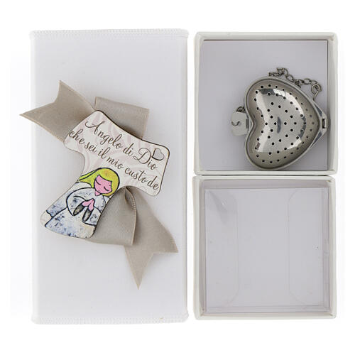 Guardian angel baptism favor 14x7x4 cm heart infuser 2