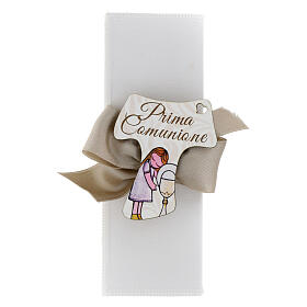 Box with pen and tau, 5.5x2x1 in, First Communion favour for girls
