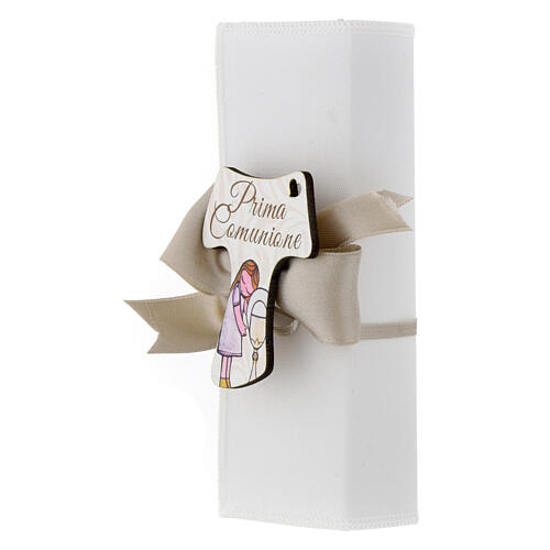 Box with pen and tau, 5.5x2x1 in, First Communion favour for girls 3