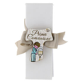 Box with pen and tau, 5.5x2x1 in, First Communion favour for boys