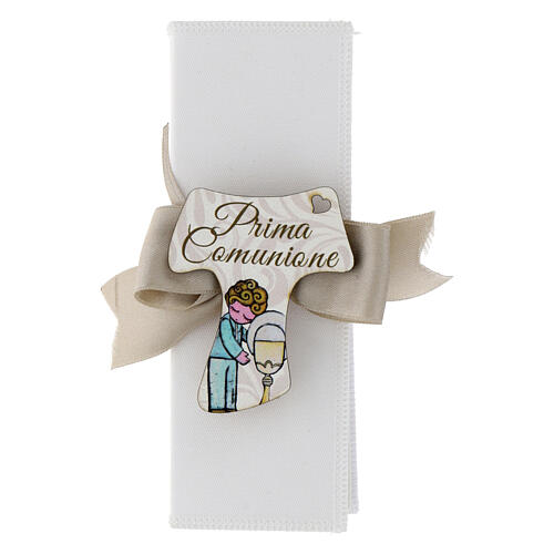Box with pen and tau, 5.5x2x1 in, First Communion favour for boys 1