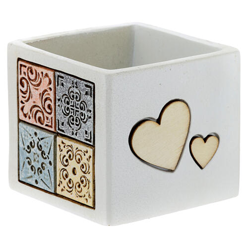 Gastgeschenk Pflanzenständer aus Holz und Harz 6x6,5 cm mit Baum des Lebens 2