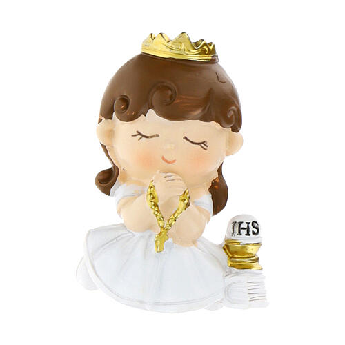 Magnet favour: girl praying with chalice, h 2 in, resin 1