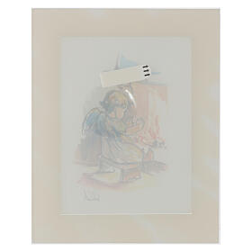 Cuadrito angelito marco color marfil 25x20 cm