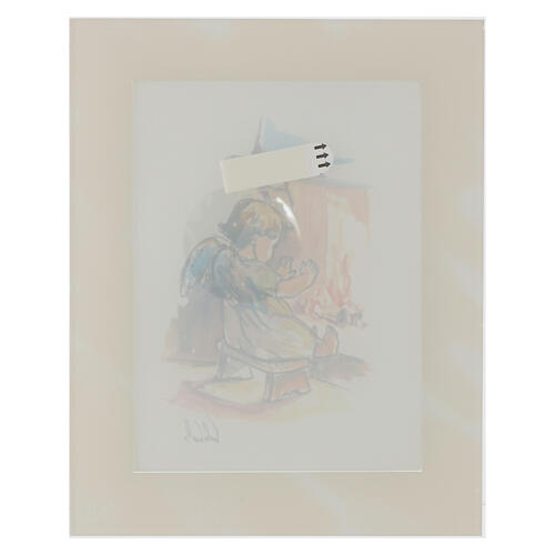Cuadrito angelito marco color marfil 25x20 cm 2