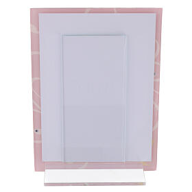 Pink glass photo frame for First Communion, 7.5x5.5 in