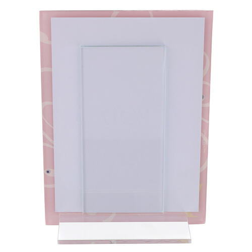 Portarretrato Primera Comunión marco rosa cuentas strass 19x14 cm 2