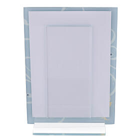 Porta-retrato azul Primeira Comunhão moldura vidro cristais 19x14 cm