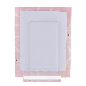 Pink glass photo frame for First Communion, 4x3 in