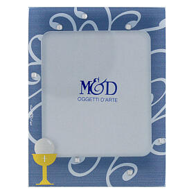 Blue glass photo frame for First Communion, 4x3 in