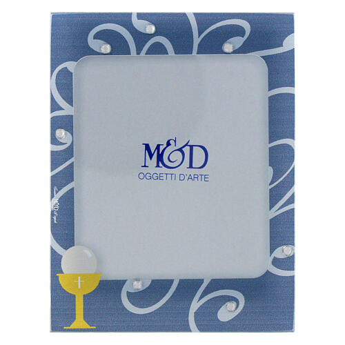 Blue glass photo frame for First Communion, 4x3 in 1