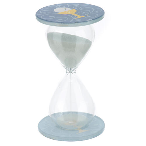 Glas-Sanduhr mit Eucharistie-Symbolen 10 cm 3