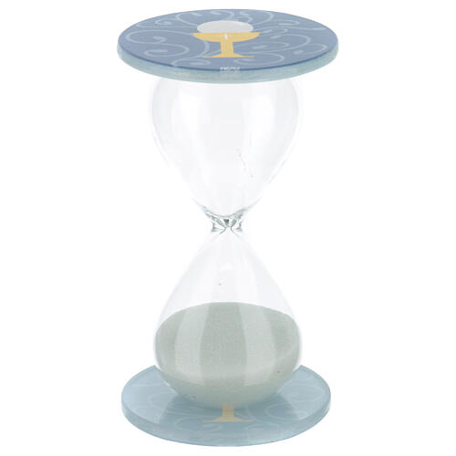 Glass hourglass with Eucharist symbols 10 cm 1