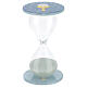 Glass hourglass with Eucharist symbols 10 cm s1