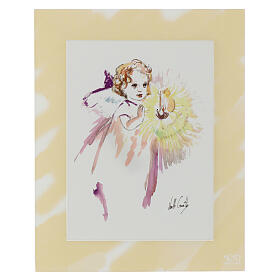 Watercolour print with ivory-coloured frame, Guardian Angel, 10x8 in