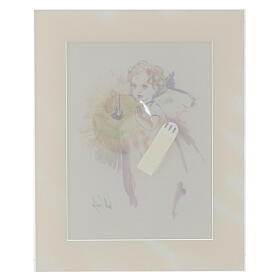 Watercolour print with ivory-coloured frame, Guardian Angel, 10x8 in