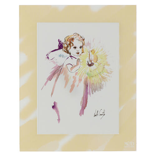Watercolour print with ivory-coloured frame, Guardian Angel, 10x8 in 1