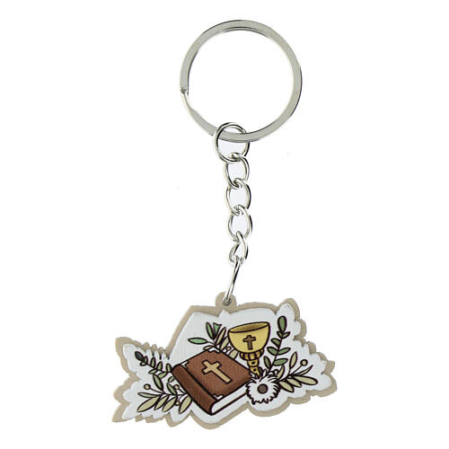 Keychain with chalice and Bible, religious favour, h 1.2 in 1