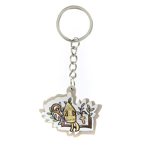 Keychain with mitre and crozier, Confirmation favour, h 1.6 in 1