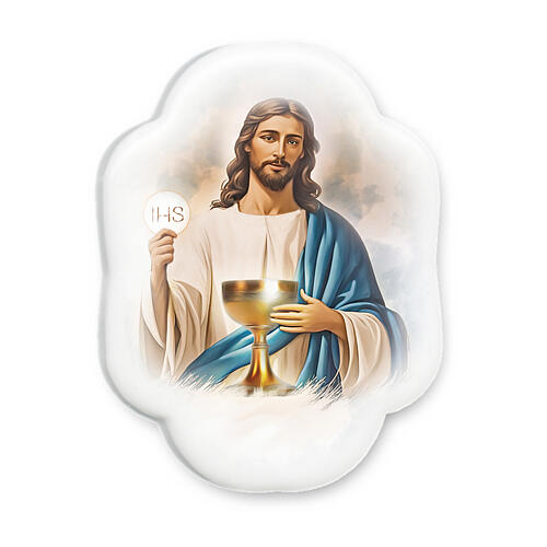 Souvenir aimanté façonné résine avec Jésus Communion 5x5 cm 1
