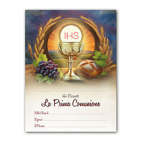 Diplôme Première Communion fond coloré 25x20 cm