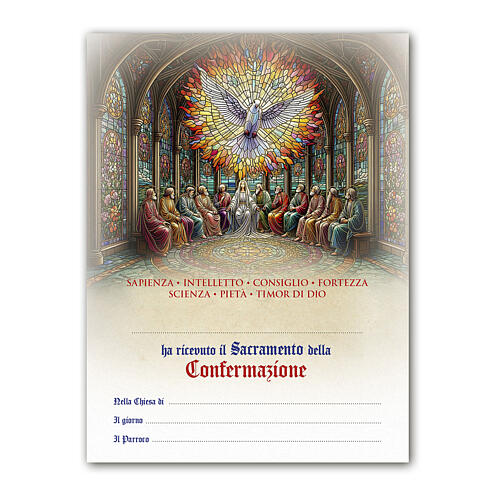 Recuerdo Confirmación imagen Pentecostés 25x20 cm 1