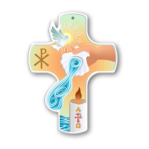 Taufkreuz aus Harz in Porzellanoptik 12x10 cm 2