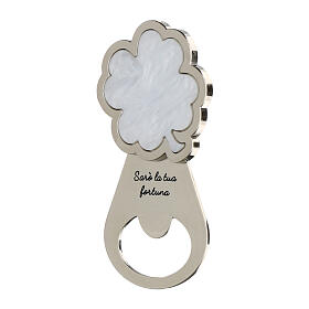 Clover-shaped bottle opener with inscription, religious favour, 4x2 in