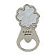 Clover-shaped bottle opener with inscription, religious favour, 4x2 in s1