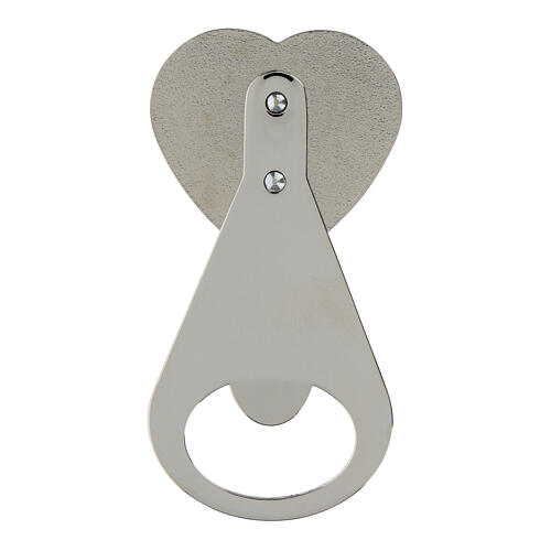 Heart-shaped bottle opener with inscription, religious favour, 4x2 in 3