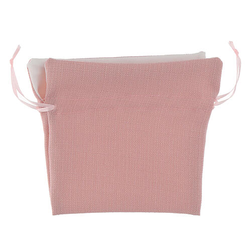 Sacchetto rosa bomboniera tipo lino 12x14 cm  1
