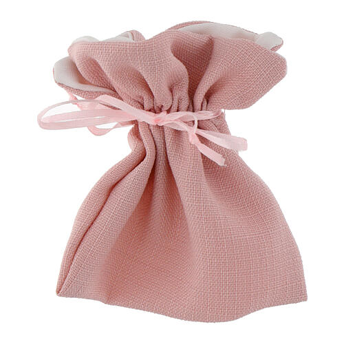 Sacchetto rosa bomboniera tipo lino 12x14 cm  2