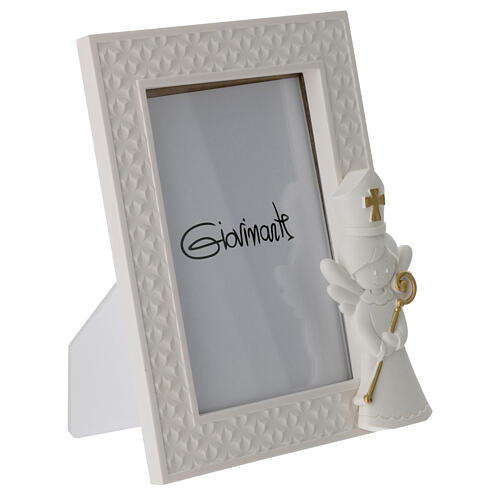 First Confirmation photo frame angel in white resin 13x9 cm 2