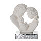 Holy Family heart-shaped sculpture, white resin with silver base, 4x4x2 in s1