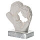 Holy Family heart-shaped sculpture, white resin with silver base, 4x4x2 in s2