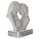 Holy Family heart-shaped sculpture, white resin with silver base, 4x4x2 in s3