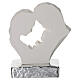 Holy Family heart-shaped sculpture, white resin with silver base, 4x4x2 in s4