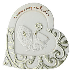 Heart-shaped favour, crosier and mitre