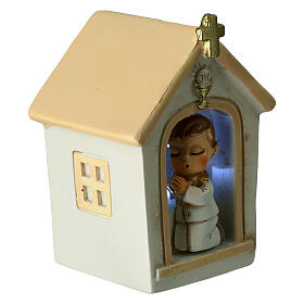 Praying boy in a church, resin favour