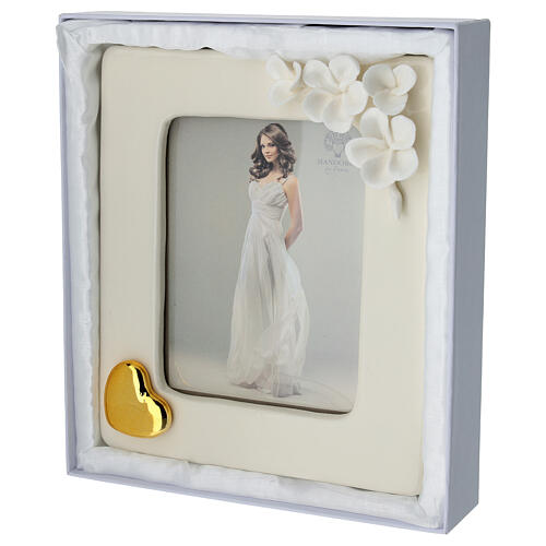Quadro para fotografia flores e coração ouro 20x15 cm 4