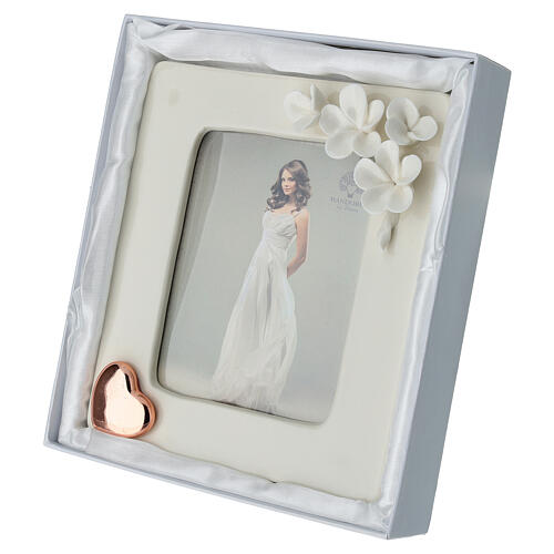 Quadro para fotografia com flores e coração rosê 20x15 cm 4