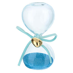 Hourglass with blue sand and golden heart, 3 in