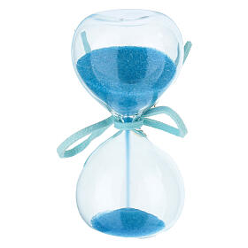 Hourglass with blue sand and golden heart, 3 in