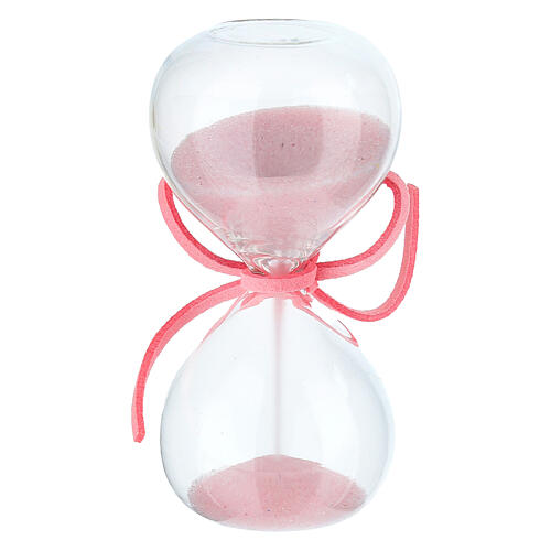 Pink sand hourglass with gold heart 8 cm 2